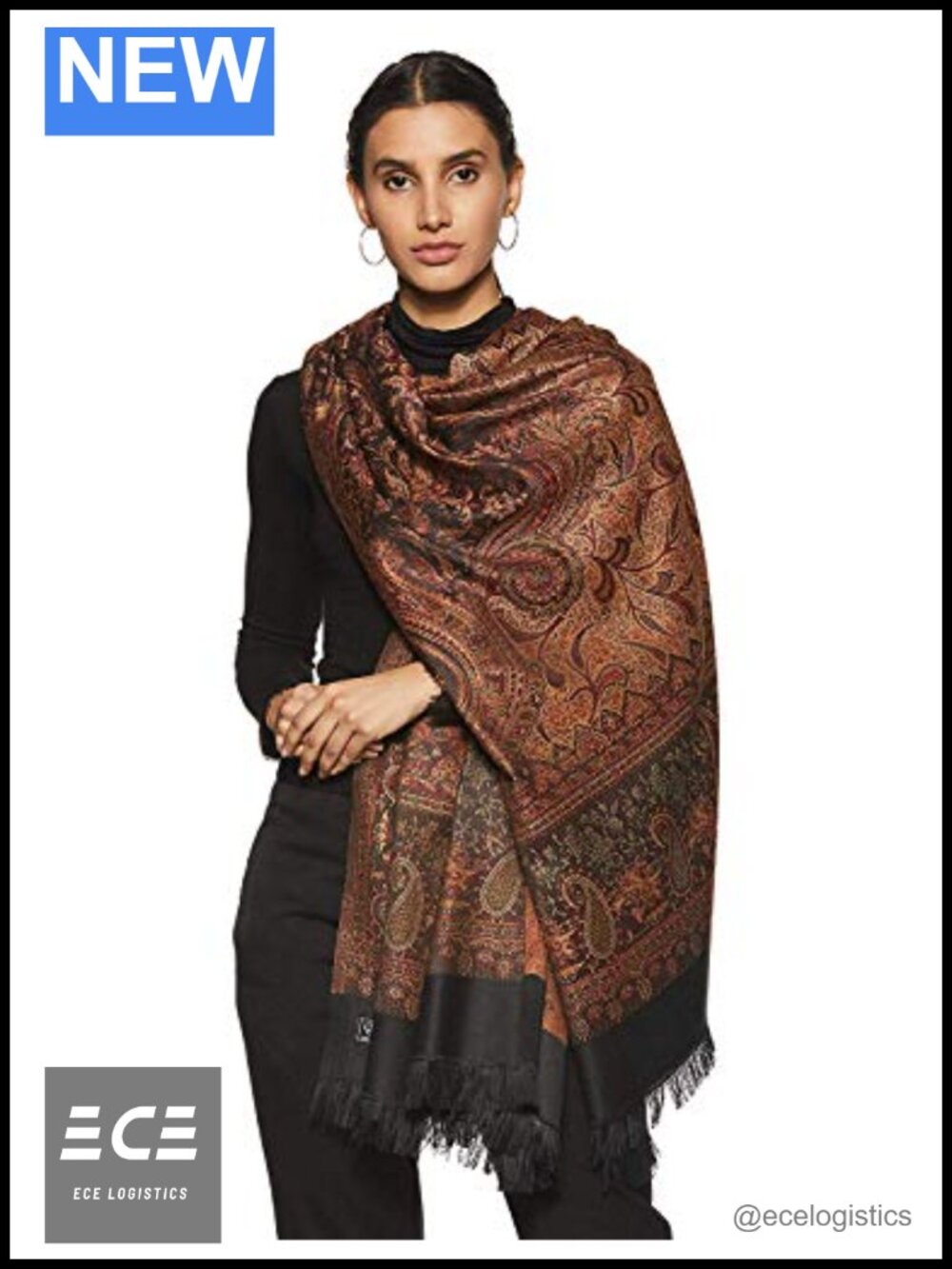 Wool Blend Pashmina Shawl Wrap Large 40x80 Woven Scarf